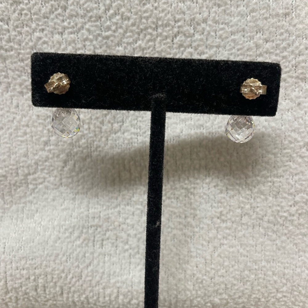 Pandora Sterling Silver Crystal Geometric Drop Earrings - Picture 6 of 9